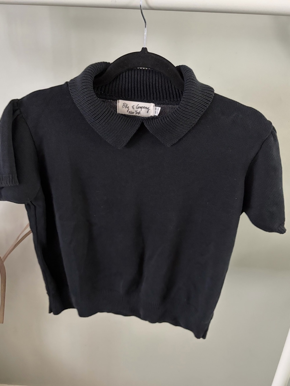 BKG & Company Black Ribbed Polo-Collar Knit Top- one size
